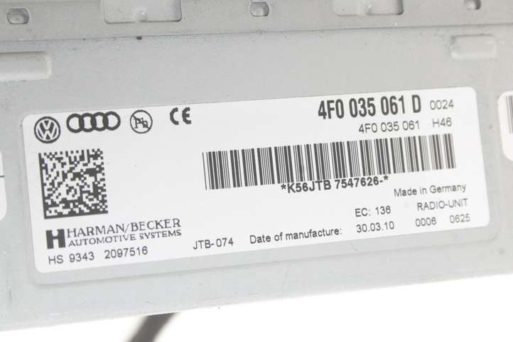 Audi A5 (2007 - 2011)  4F0035061D Радио/ проигрыватель CD/DVD / навигация