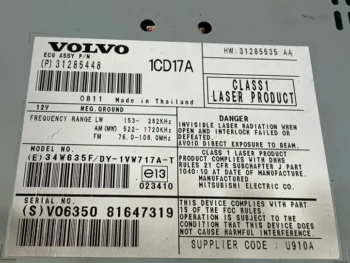 Volvo C30 (2007 - 2010) 31285448 Магнитола / мультимедийная система — фото 4