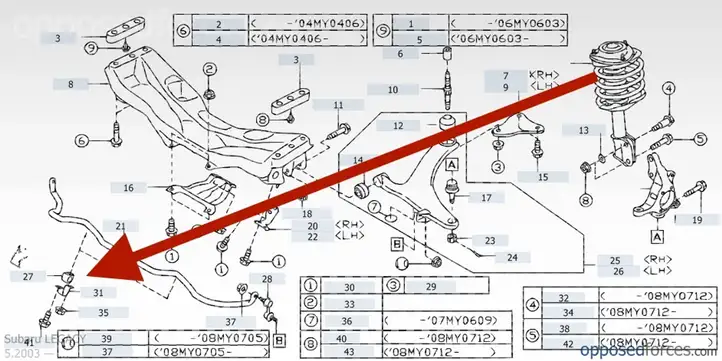 Subaru Legacy (2003 - 2009) 20416AG000 Кронштейн передней стойки — фото 2