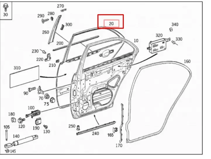 Mercedes-Benz E W211 (2002 - 2009) Накладка стекла задней двери — фото 6