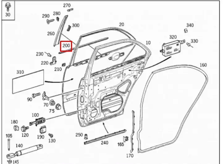 Mercedes-Benz E W211 (2002 - 2009) Накладка стекла задней двери — фото 9