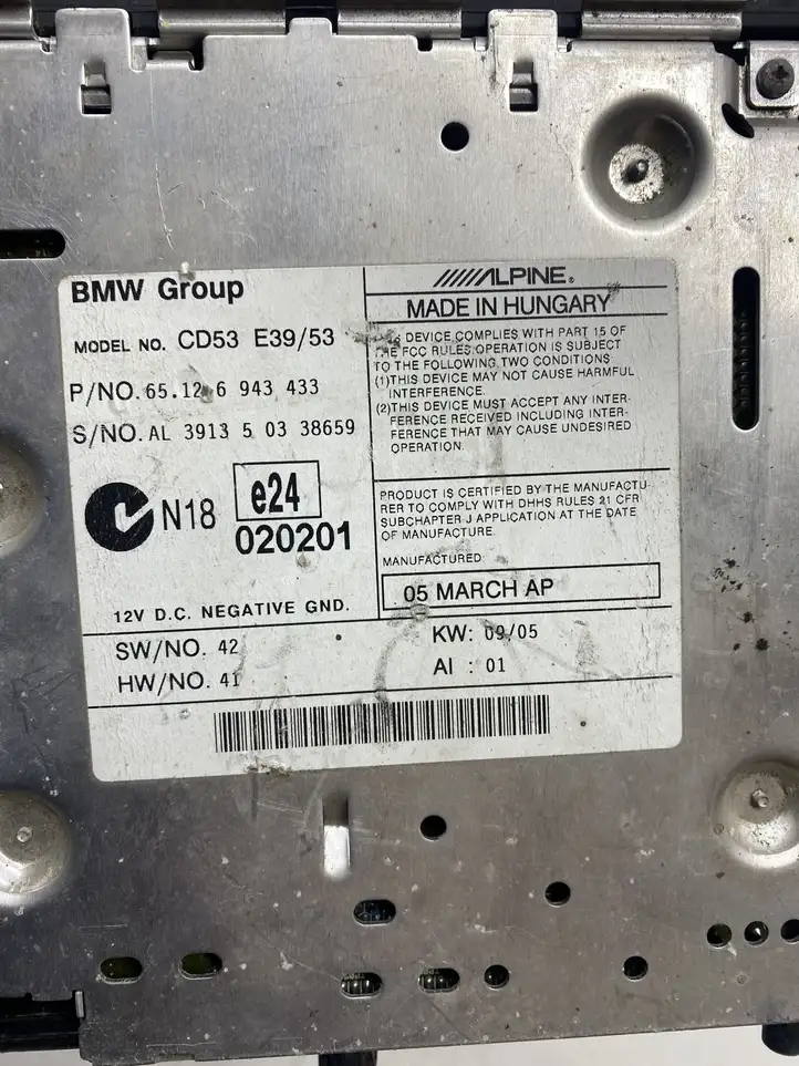 BMW 5 E39 (1996 - 2003) 65126943433 Магнитола / мультимедийная система — фото 4