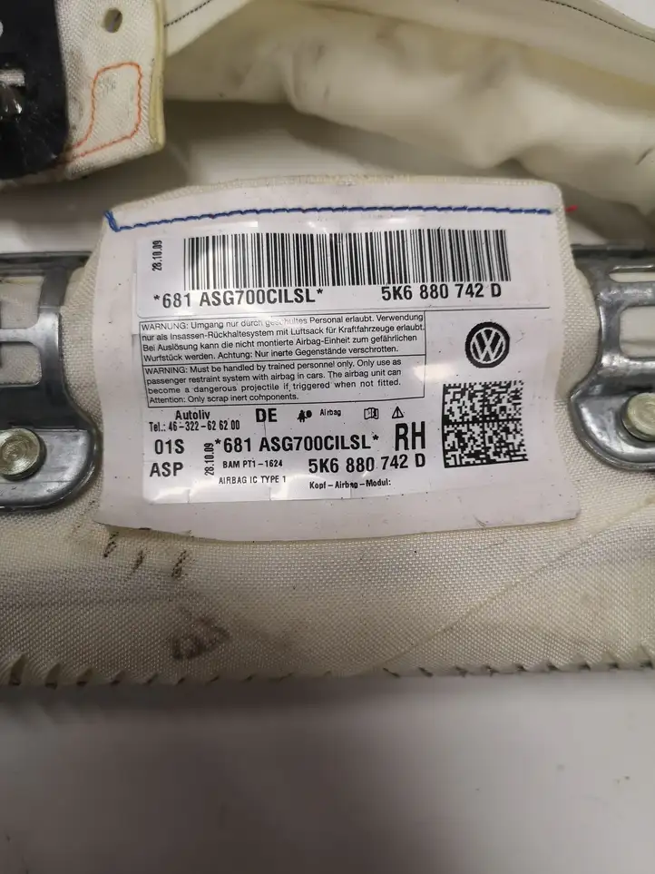 Volkswagen Golf VI (2009 - 2013) 5K6880742D Боковая подушка безопасности шторка — фото 3