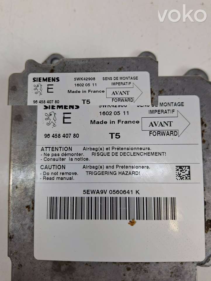 Peugeot 307 (2001 - 2005)  9645840780 Блок управления надувных подушек