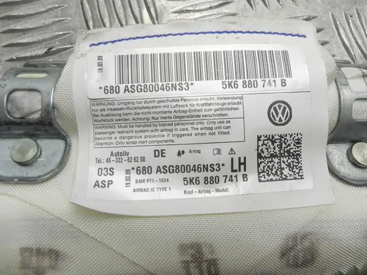 Volkswagen Golf VI (2009 - 2013) 5K6880741B Боковая подушка безопасности шторка — фото 3