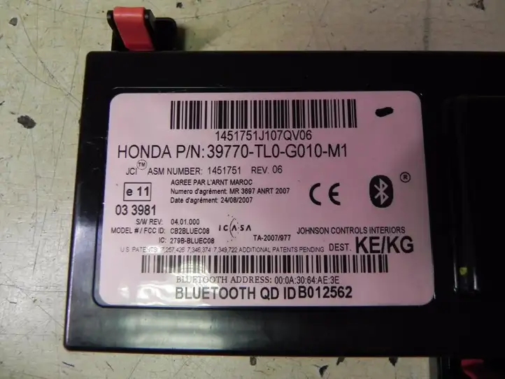 Honda Accord (2008 - 2016) 39770TL0G010M1 Bluetooth модуль — фото 2