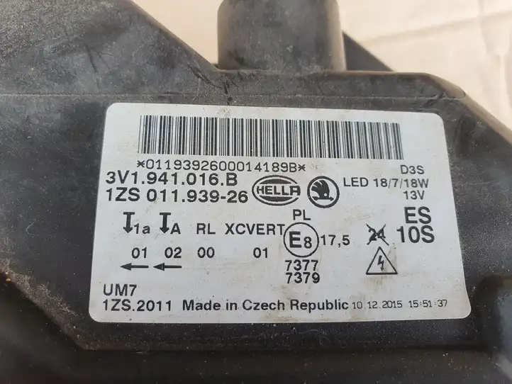 Skoda Superb B8 (3V) (2015 - 2023) 3V1941016B Передняя фара — фото 6