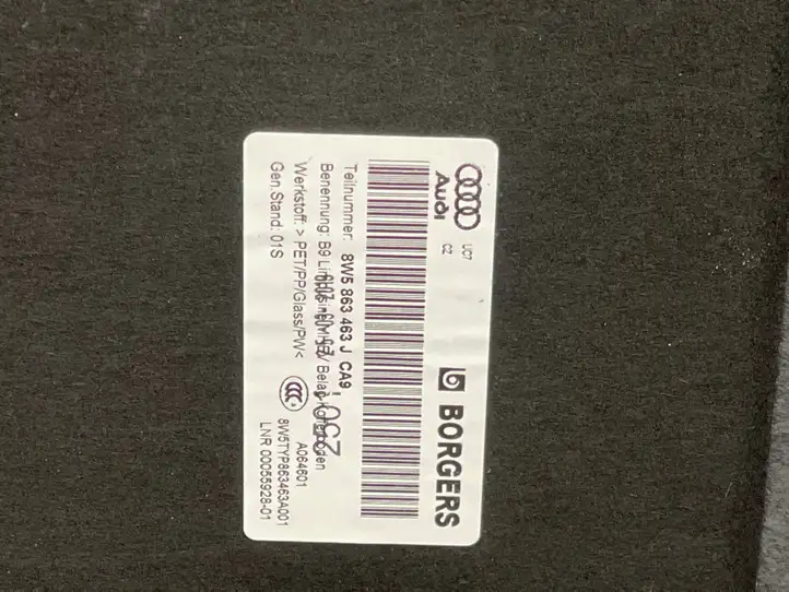 Audi A4 S4 B9 8W (2019 - ) 8W5863463J Коврик багажника — фото 3