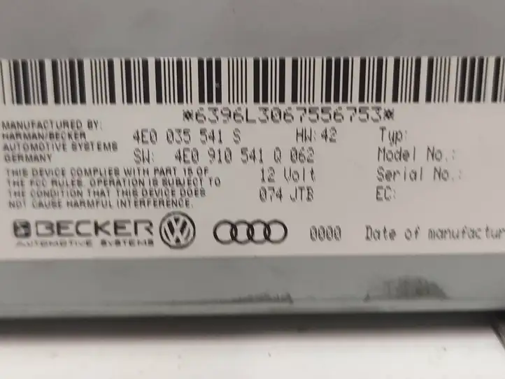 Audi A8 S8 D3 4E (2007 - 2010) 4E0910541Q Магнитола / мультимедийная система — фото 4