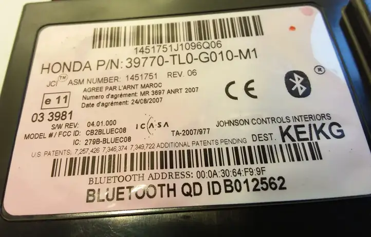 Honda Accord (2008 - 2016) 39770TL0G010M1 Bluetooth модуль — фото 4