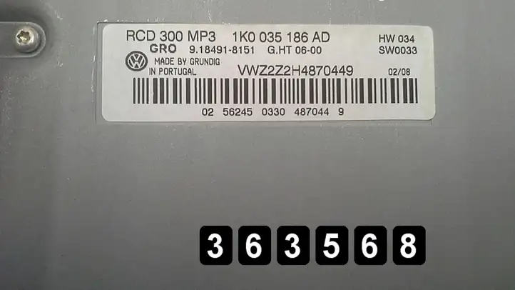 Volkswagen Touran I (2003 - 2010) 1k0035186ad rcd300mp3 Магнитола / мультимедийная система — фото 4