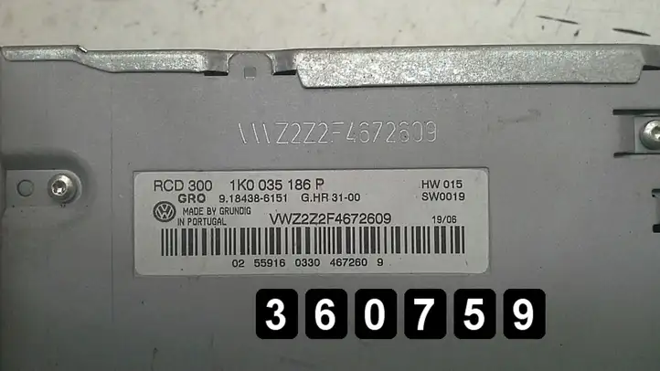 Volkswagen Caddy (2004 - 2010) 1k0035186p Магнитола / мультимедийная система — фото 3