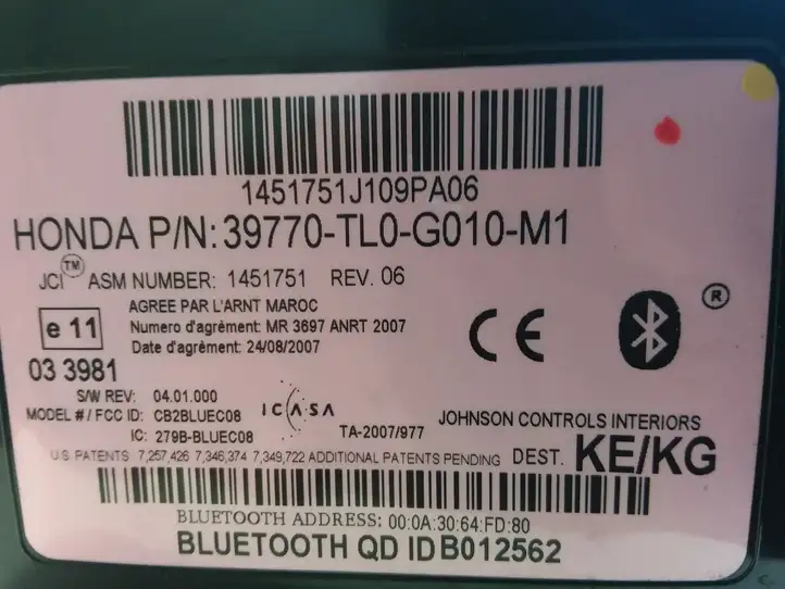Honda Accord (2008 - 2016) 39770TL0G010M1 Bluetooth модуль — фото 5