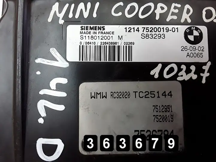 Mini One Cooper Cabrio R52 (2003 - 2008) 1400d 1214752001901 S118012001M S83293 Блок управления двигателем (ЭБУ) — фото 5