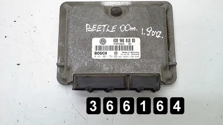Volkswagen New Beetle (1997 - 2005) uk 1900tdi 038906018bd 0281001758 Блок управления двигателем (ЭБУ) — фото 2