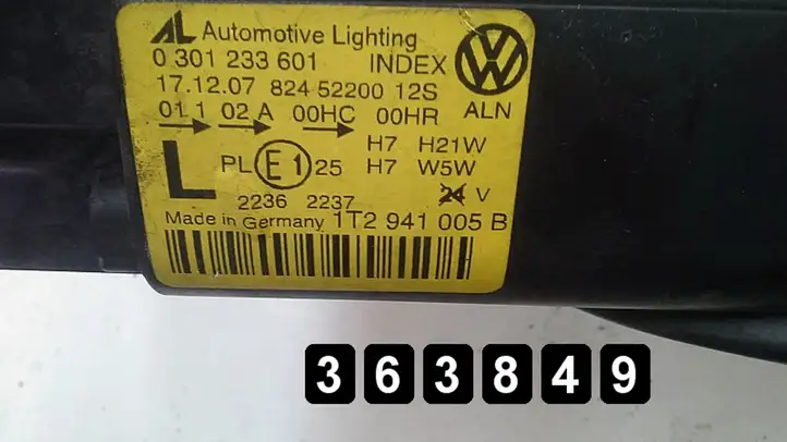 Volkswagen Touran I (2003 - 2010) 0301233601 1t2941005b Передняя фара — фото 9