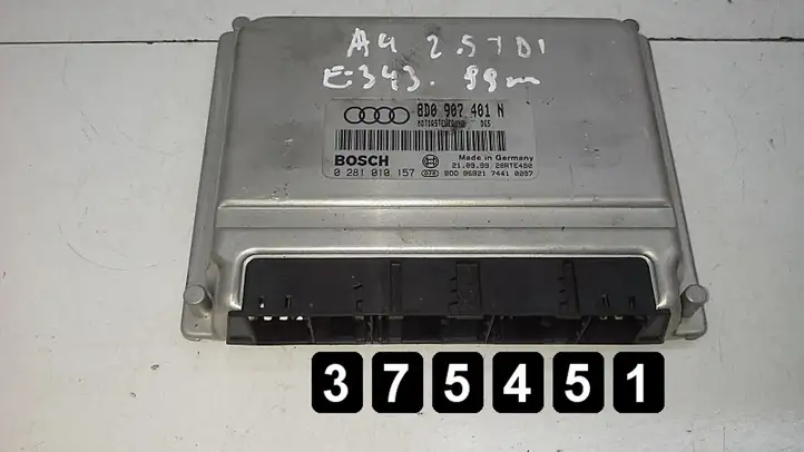 Audi A4 S4 B6 8E 8H (2000 - 2006) 2500tdi automatas 8d0907401n 0281010157 Блок управления двигателем (ЭБУ) — фото 1