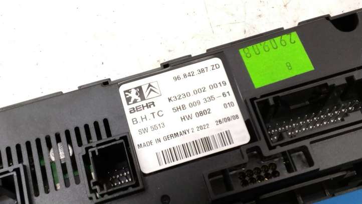 Citroen C6 (2005 - 2012)  96842387ZD Блок управления кондиционера воздуха / климата/ печки (в салоне)