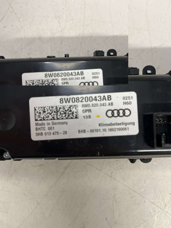 Audi A6 (2008 - 2011)  8W0820043AB Блок управления кондиционера воздуха / климата/ печки (в салоне)