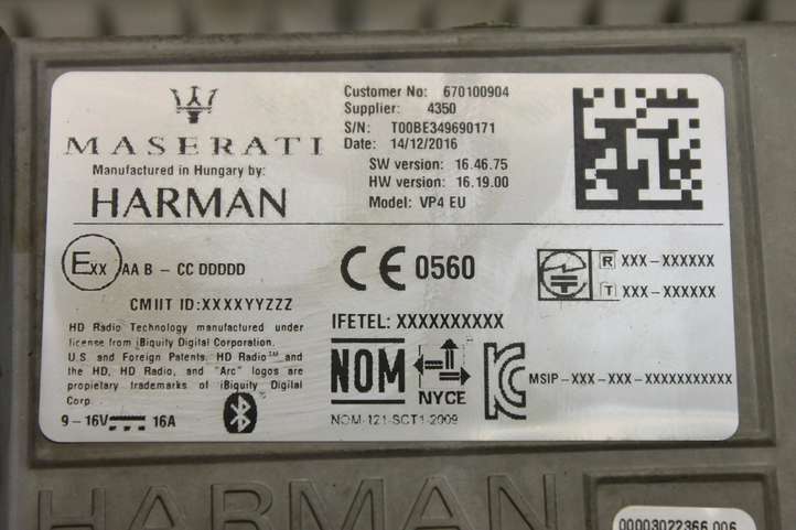 Maserati Quattroporte (2016 - 2021)  670100904 Экран/ дисплей / маленький экран