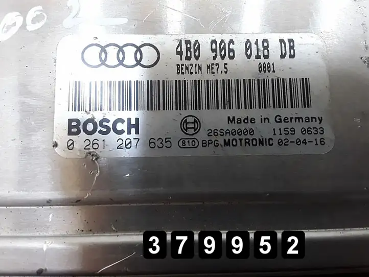 Audi A6 S6 C5 4B (2001 - 2004) 1800turbopetrol4B0906018DB0261207635 Блок управления двигателем (ЭБУ) — фото 4