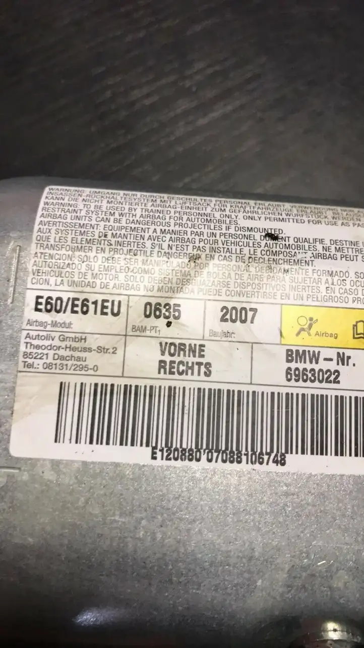 BMW 5 E60 E61 (2004 - 2010) 6963022 Подушка безопасности двери — фото 4