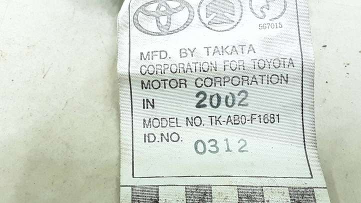 Toyota Corolla E120 E130 (2000 - 2004)  TKAB0F1681 Задний ремень безопасности