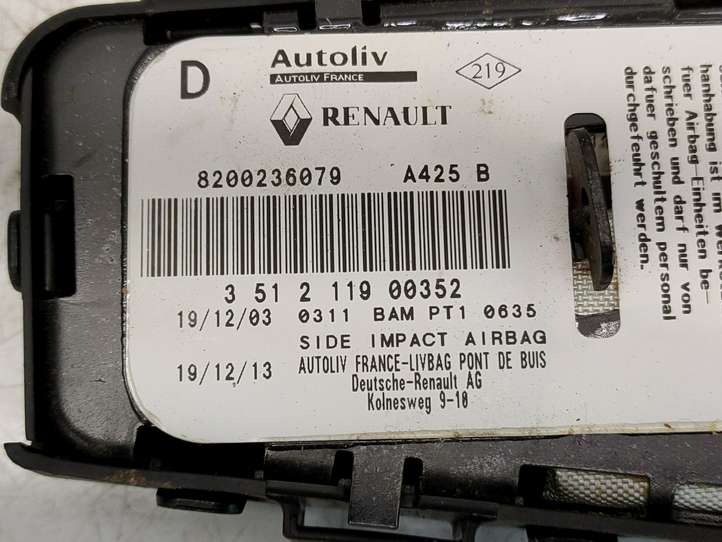 Renault Laguna (2001 - 2005)  8200236079 Боковая подушка безопастности (стойка)