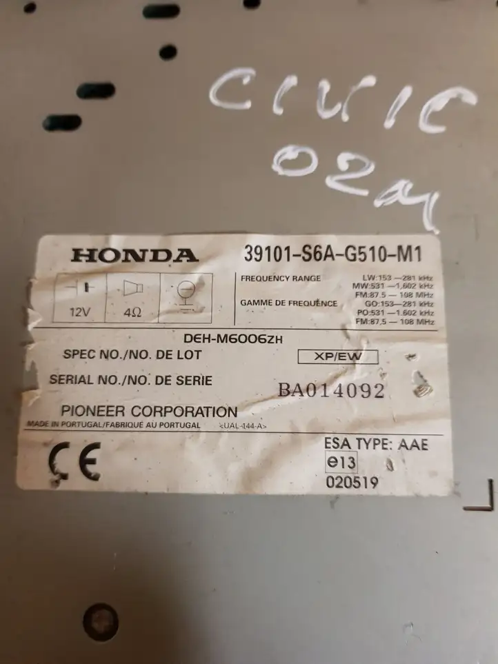 Honda Civic (2001 - 2005) 39101S6AG510M1 Магнитола / мультимедийная система — фото 2