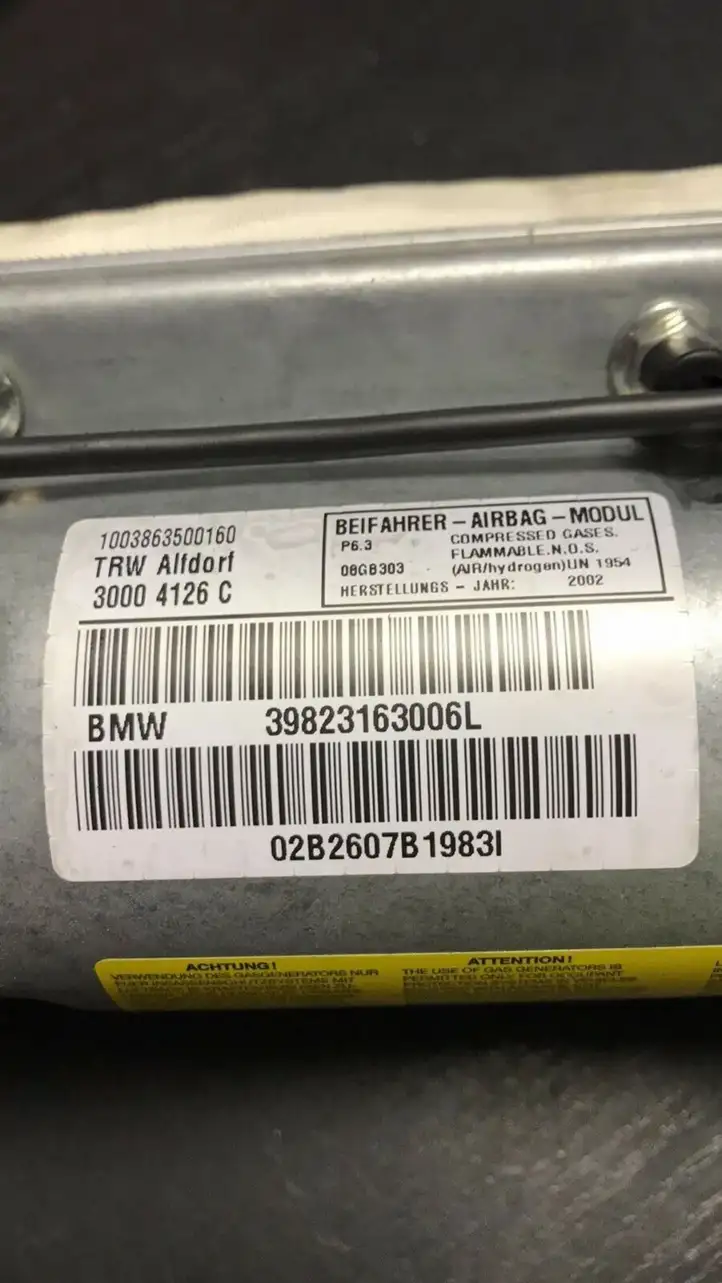 BMW 5 E39 (1996 - 2003) 39823163006 Подушка безопасности пассажира — фото 3