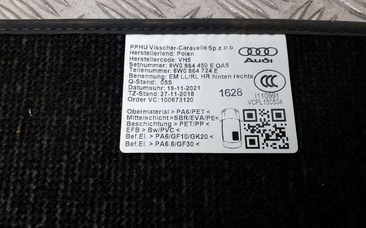 Audi A4 (2015 - 2019)  8W1863691B Комплект автомобильного коврика