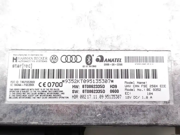 Audi (2010 - ) 8T0862335D Кронштейн блока Bluetooth — фото 7
