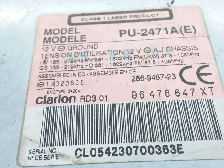 Fiat Ulysse (2002 - 2010)  96476647XT Радио/ проигрыватель CD/DVD / навигация