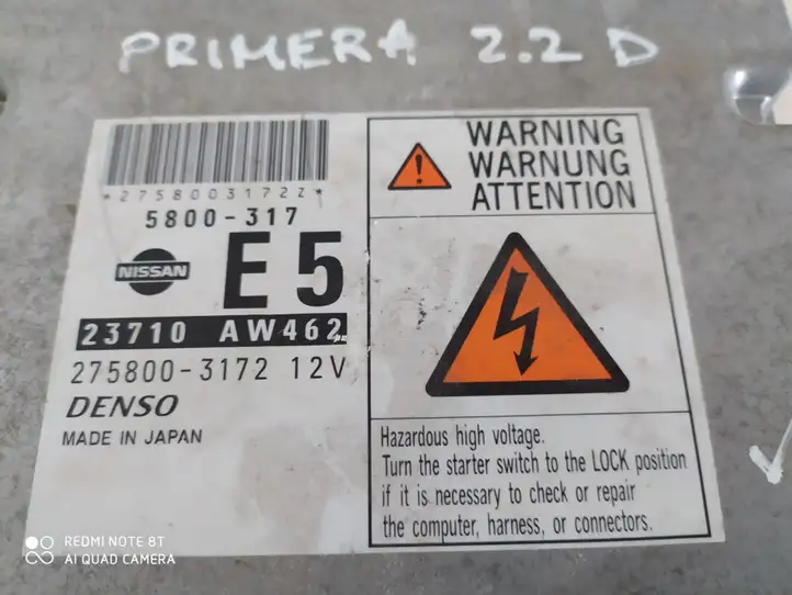 Nissan Primera (2001 - 2008) 23710AW462 Блок управления двигателем (ЭБУ) — фото 2