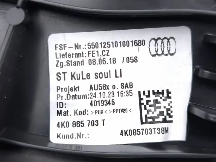 Audi (2024 - ) 4K0885703T Верхняя боковая отделка заднего сиденья — фото 8