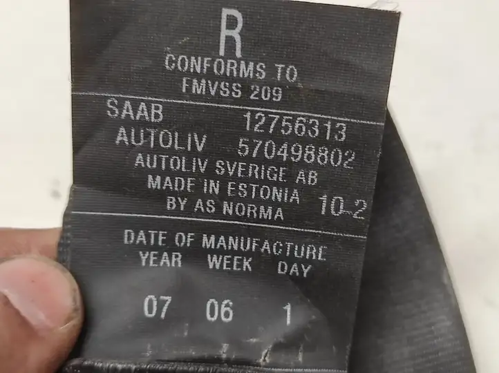 Saab 9-5 (2006 - 2010) 570382000N Задний ремень безопасности — фото 3