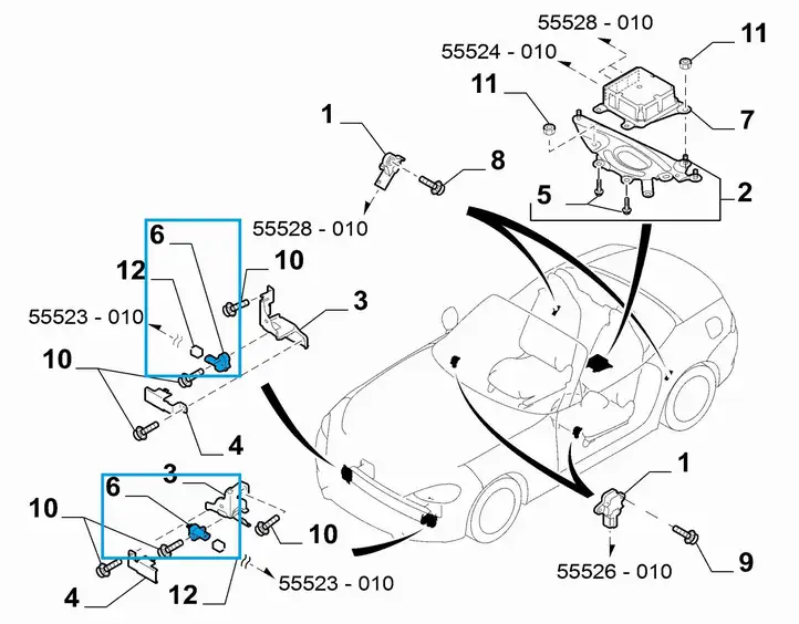 Fiat 124 Spider (2017 - 2019) 6000612992 Датчик удара SRS — фото 5