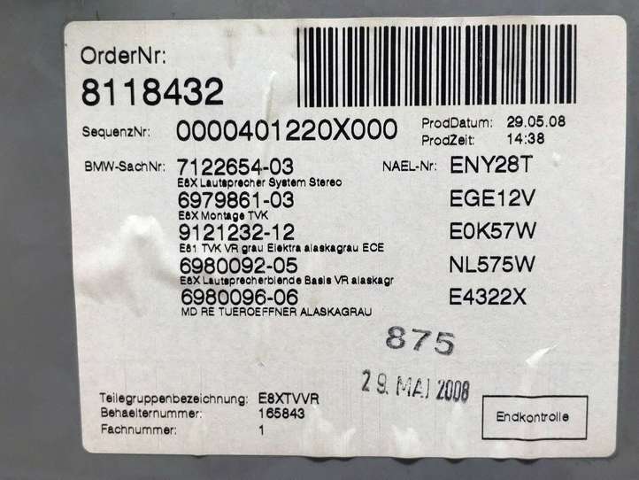 BMW 1 E81 E87 (2004 - 2011)  000401220X000 Обшивка передней двери