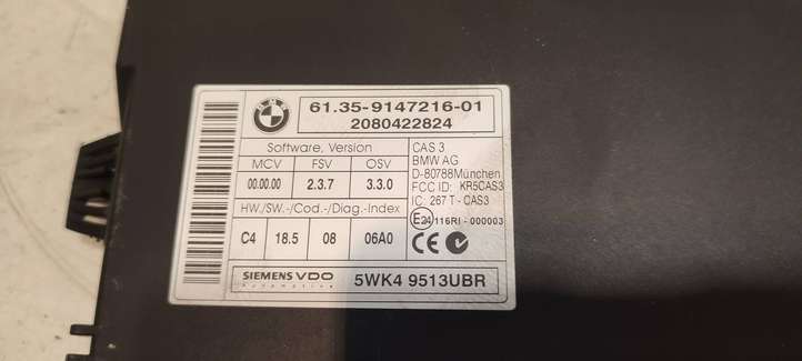 BMW 5 E60 E61 (2004 - 2010)  9147216 Модуль блока управления CAS