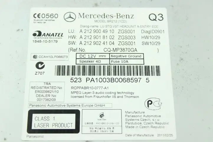 Mercedes-Benz E W212 (2009 - 2016) A2129004910 Магнитола / мультимедийная система — фото 3