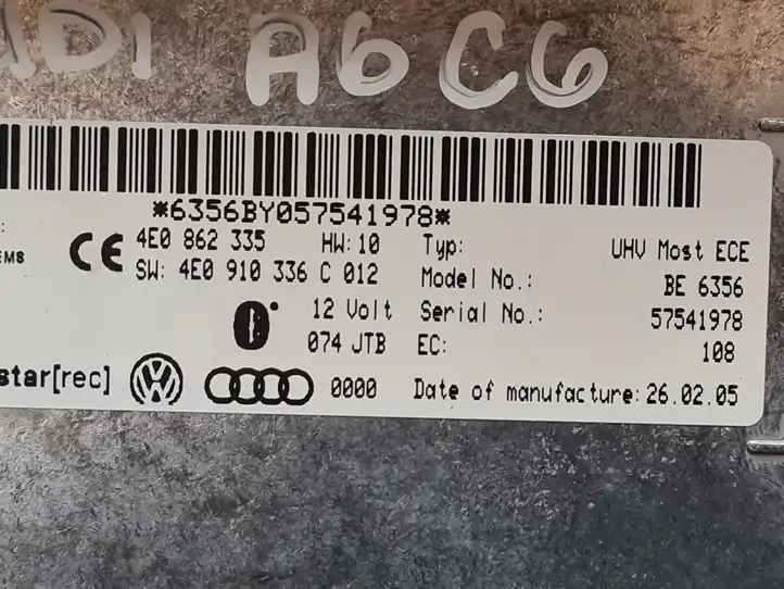 Audi A6 S6 C6 4F (2004 - 2008) 4E0862335 Bluetooth модуль — фото 2