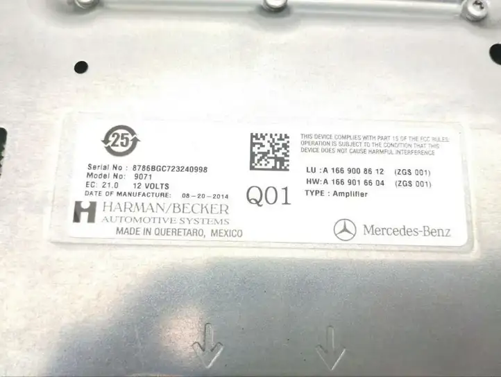 Mercedes-Benz ML W166 (2012 - 2017) A1669008612 Усилитель звука — фото 6