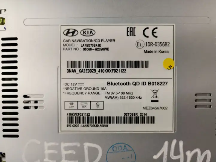 Kia Ceed (2012 - 2015) 410KVXF021122 Магнитола / мультимедийная система — фото 2