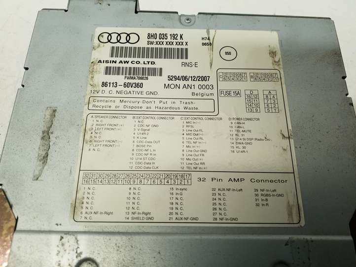 Audi A4 (2007 - 2011)  8H0035192K Радио/ проигрыватель CD/DVD / навигация