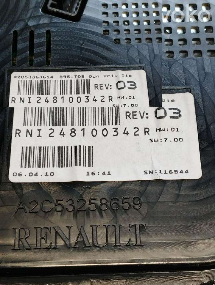 Renault Megane III (2009 - 2016)  RNI248100342R Спидометр (приборный щиток)