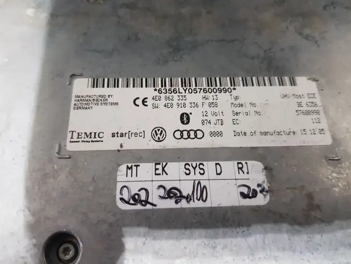 Audi A6 S6 C6 4F (2008 - 2011) 4E0862335 Bluetooth модуль — фото 2