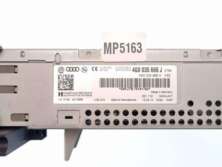 Audi A6 (2011 - 2014)  4G0035666J Радио/ проигрыватель CD/DVD / навигация