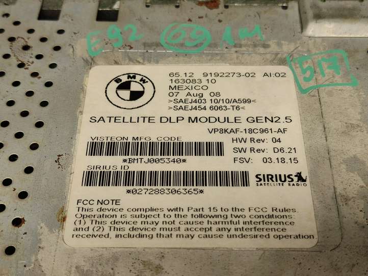 BMW 3 E92 E93 (2005 - 2014)  9192273 Радио/ проигрыватель CD/DVD / навигация