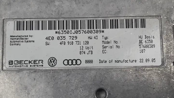 Audi A6 S6 C6 4F (2004 - 2008) 4E0035729 Контроллер мультимедийной системы — фото 6