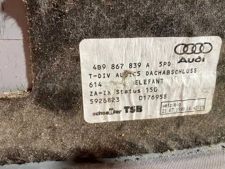 Audi A6 S6 C5 4B (2001 - 2004) 4B9867839A Верхняя обшивка стойки D — фото 4
